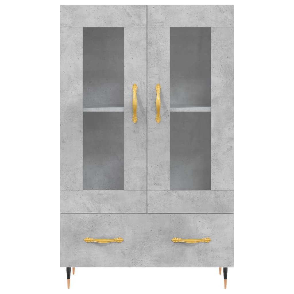 Credenza alta grigio cemento 69,5x31x115 cm in derivati ​​del legno