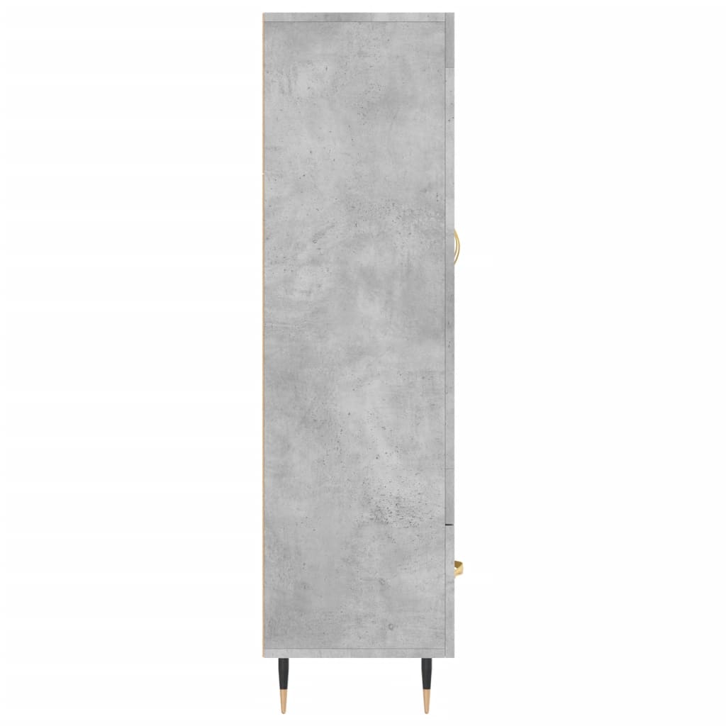 Credenza alta grigio cemento 69,5x31x115 cm in derivati ​​del legno