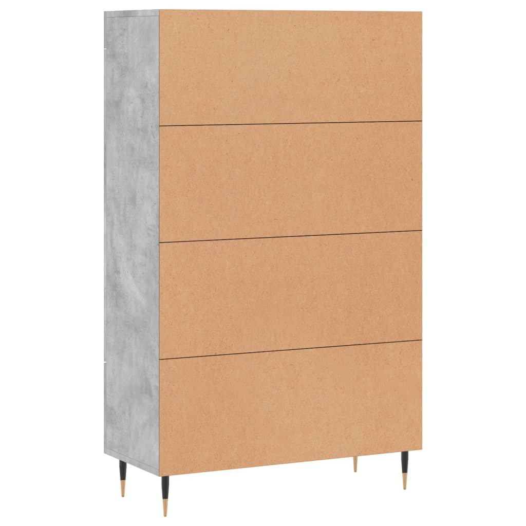 Credenza alta grigio cemento 69,5x31x115 cm in derivati ​​del legno