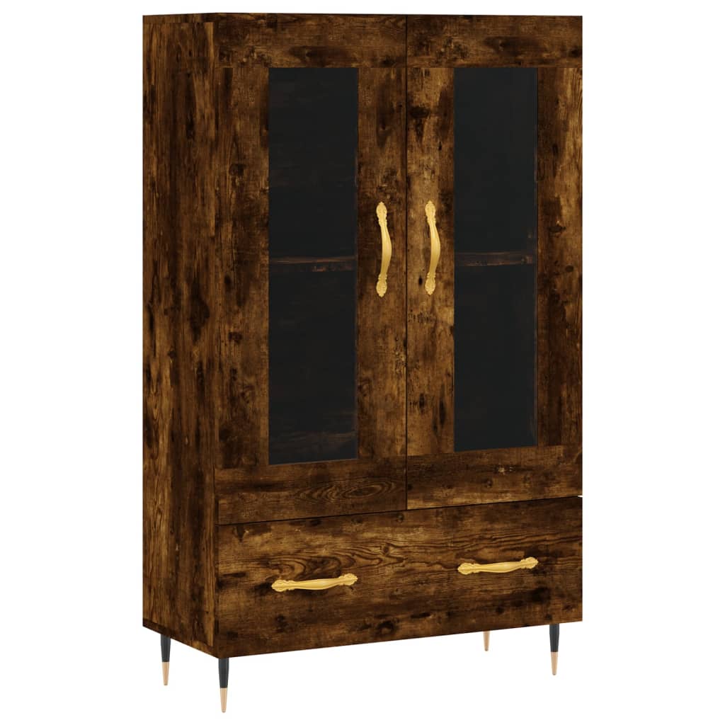 Buffet haut chêne fumé 69,5x31x115 cm bois d'ingénierie