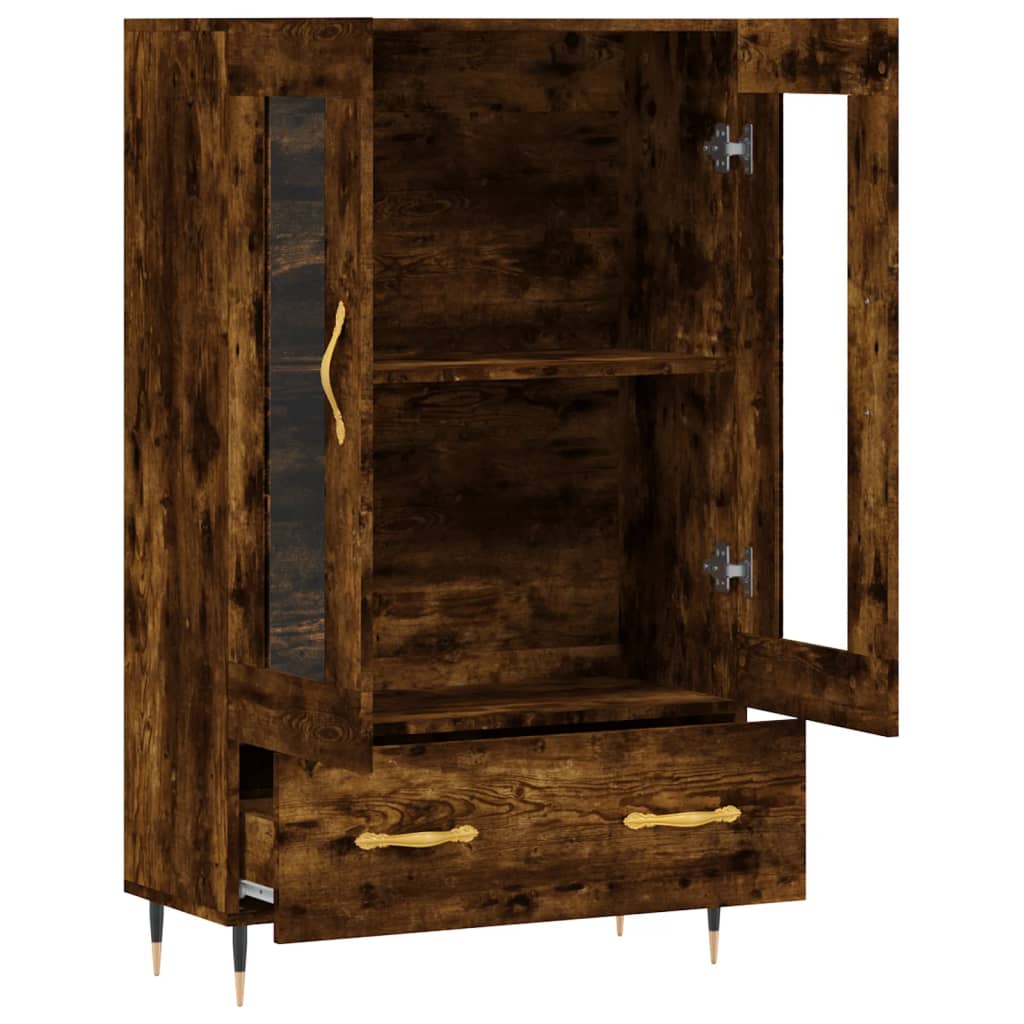 Buffet haut chêne fumé 69,5x31x115 cm bois d'ingénierie