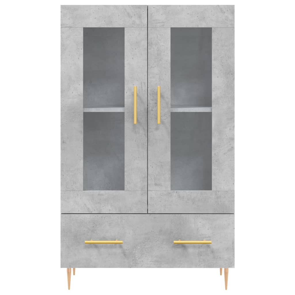 Credenza alta grigio cemento 69,5x31x115 cm in derivati ​​del legno