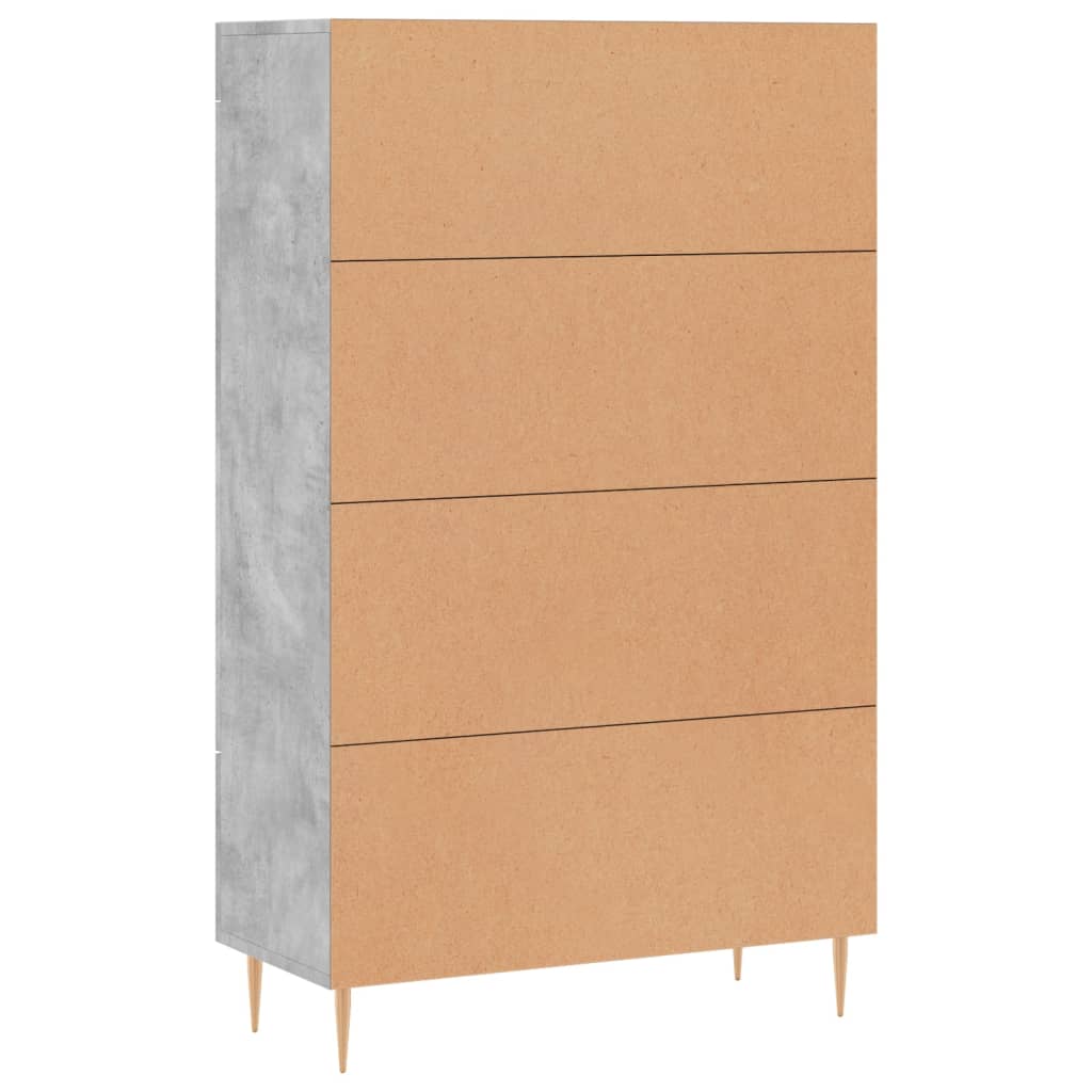 Credenza alta grigio cemento 69,5x31x115 cm in derivati ​​del legno