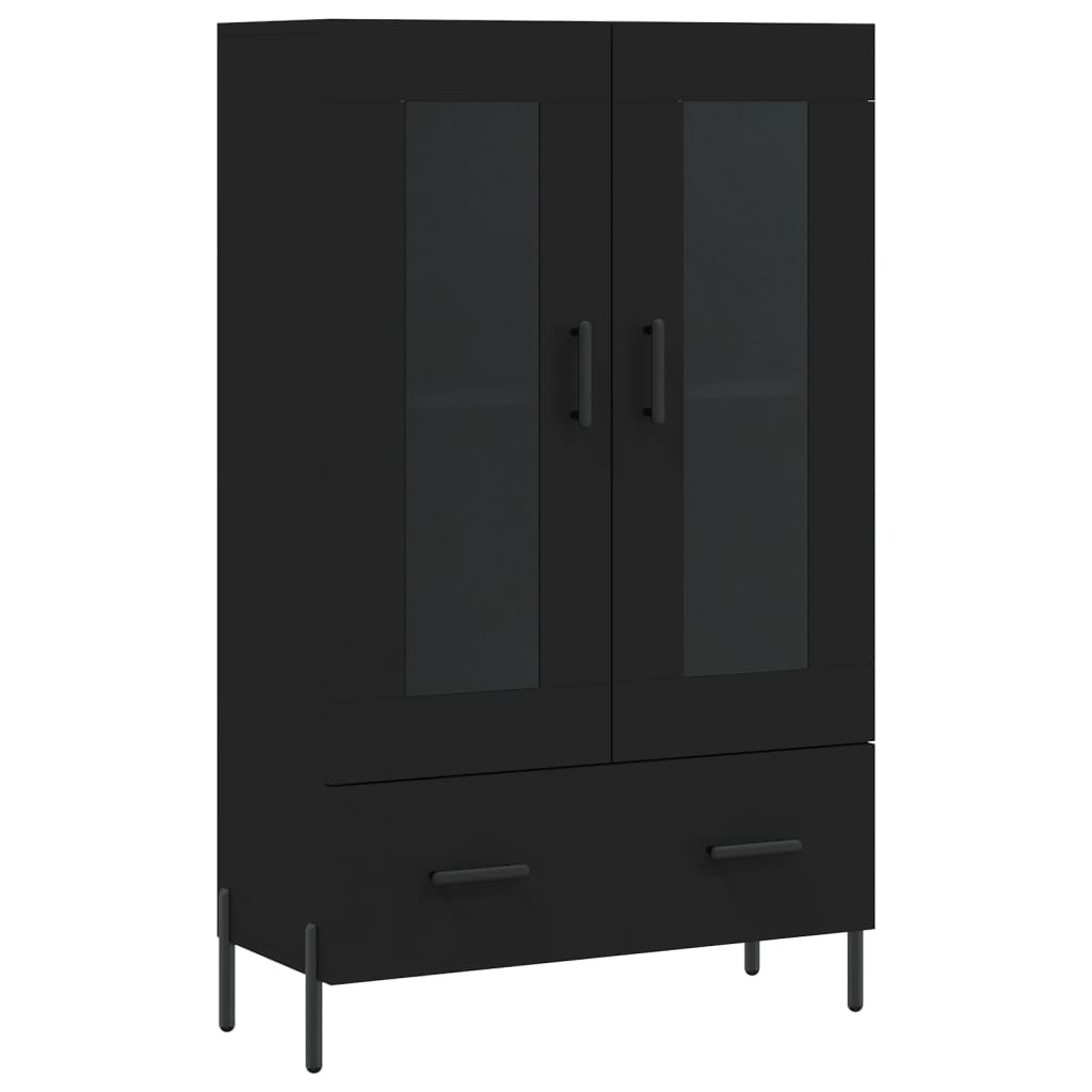 Buffet haut noir 69,5x31x115 cm bois d'ingénierie