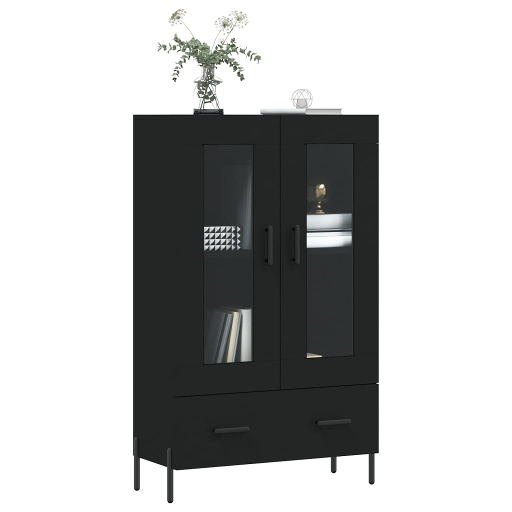 Black upper buffet 69.5x31x115 cm engineering wood