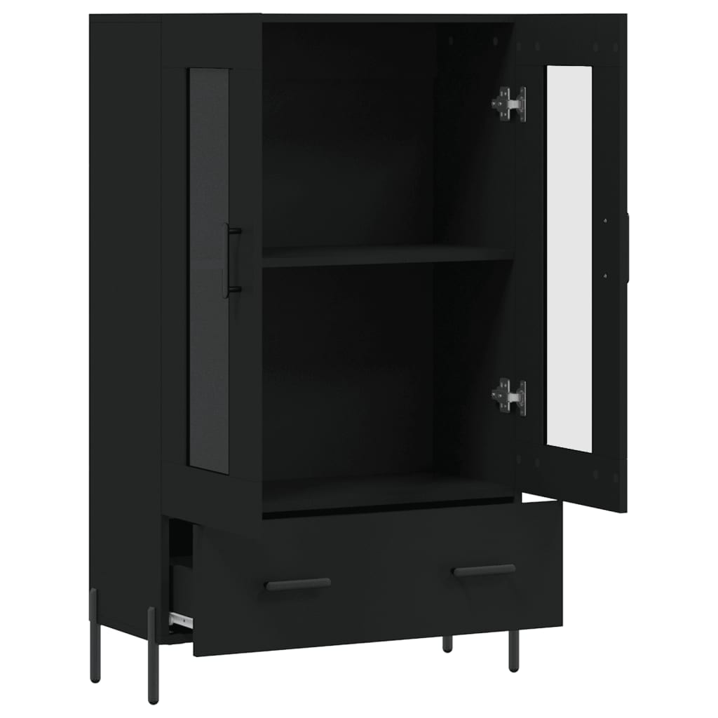 Black upper buffet 69.5x31x115 cm engineering wood