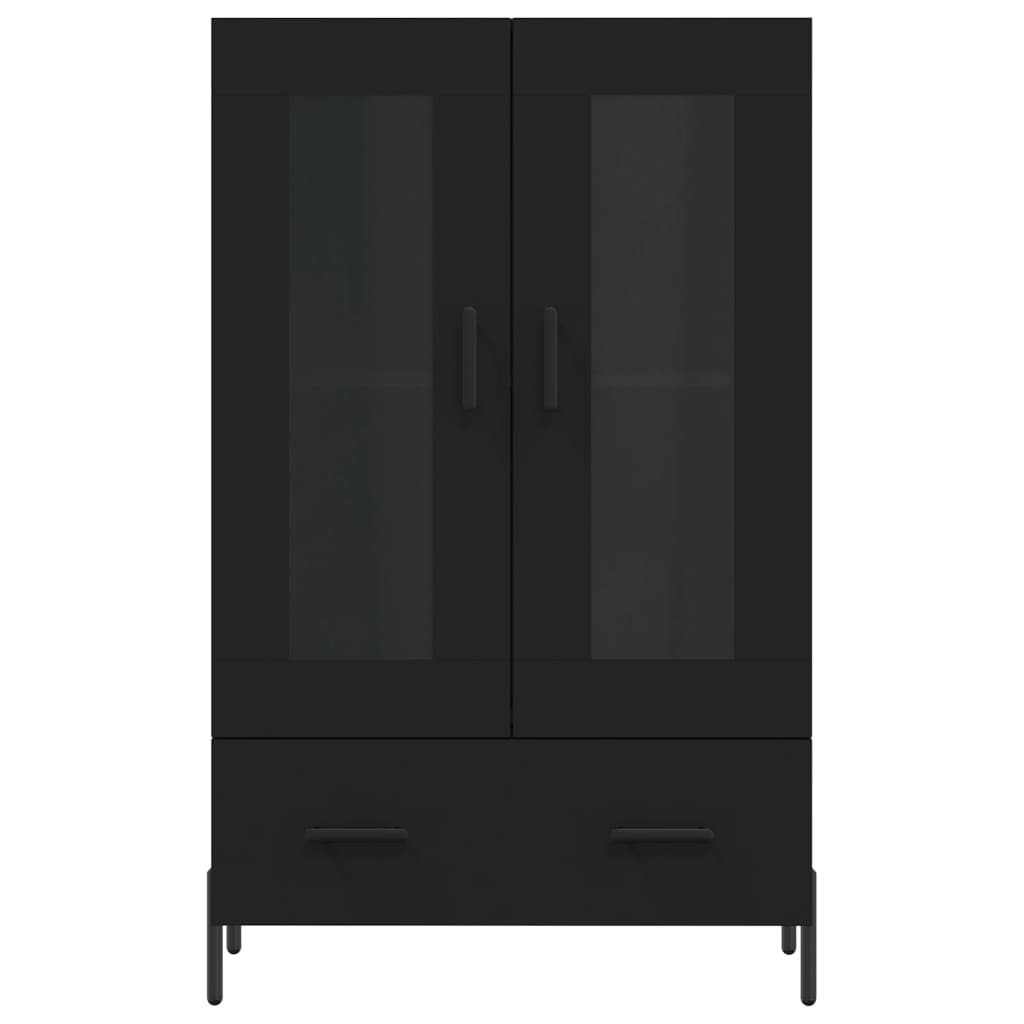 Buffet haut noir 69,5x31x115 cm bois d'ingénierie