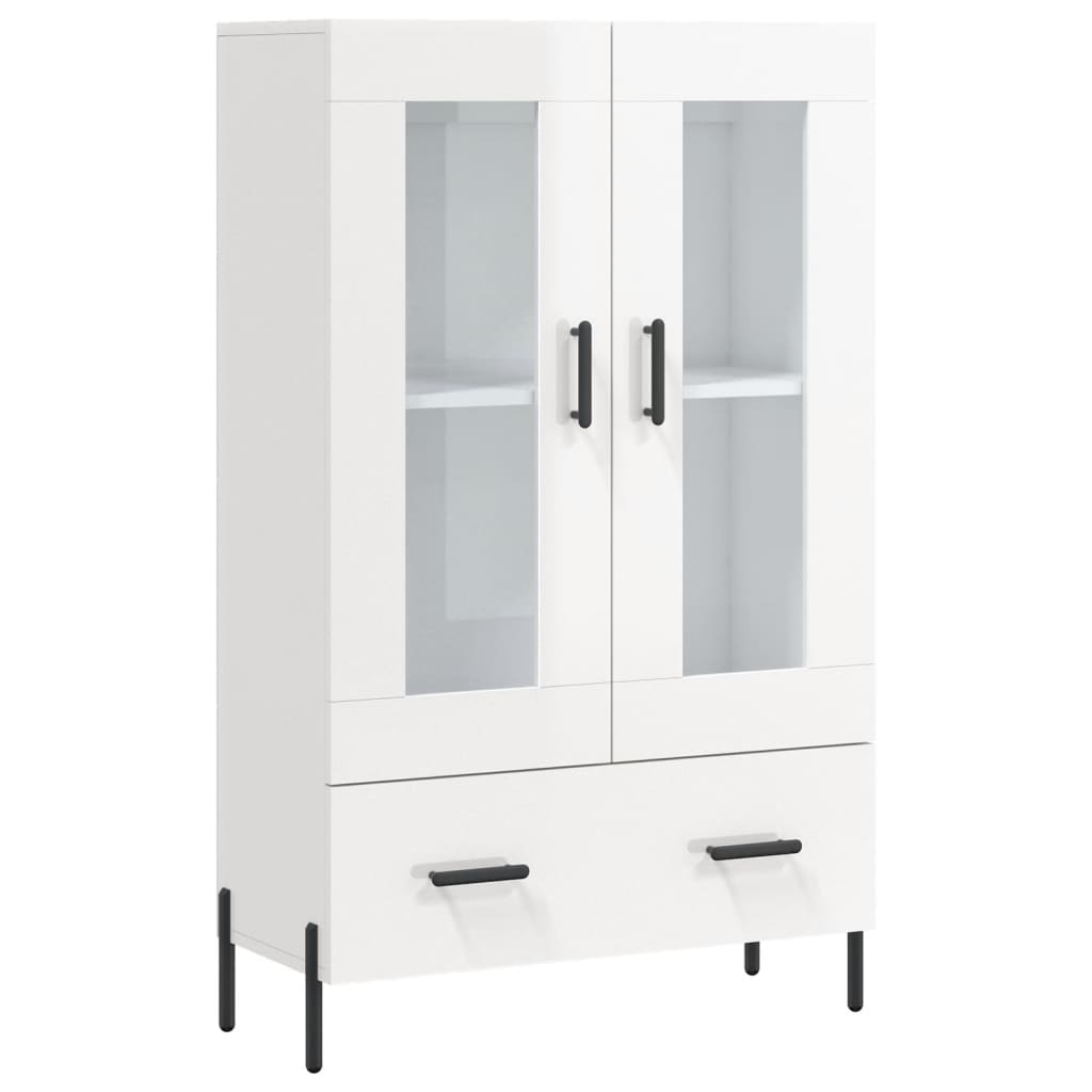 Shiny white high buffet 69.5x31x115 cm Engineering wood