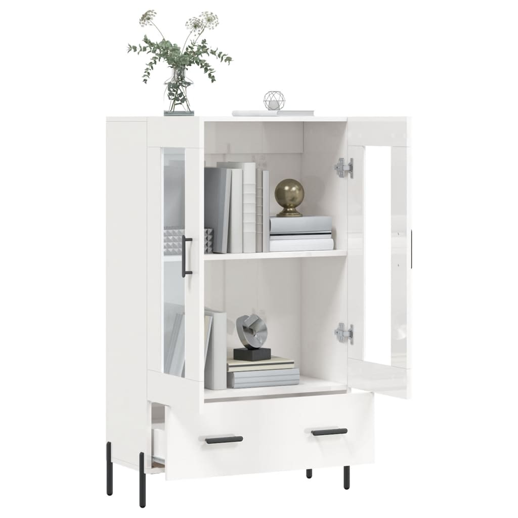 Shiny white high buffet 69.5x31x115 cm Engineering wood