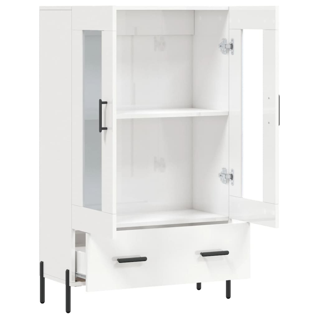 Shiny white high buffet 69.5x31x115 cm Engineering wood