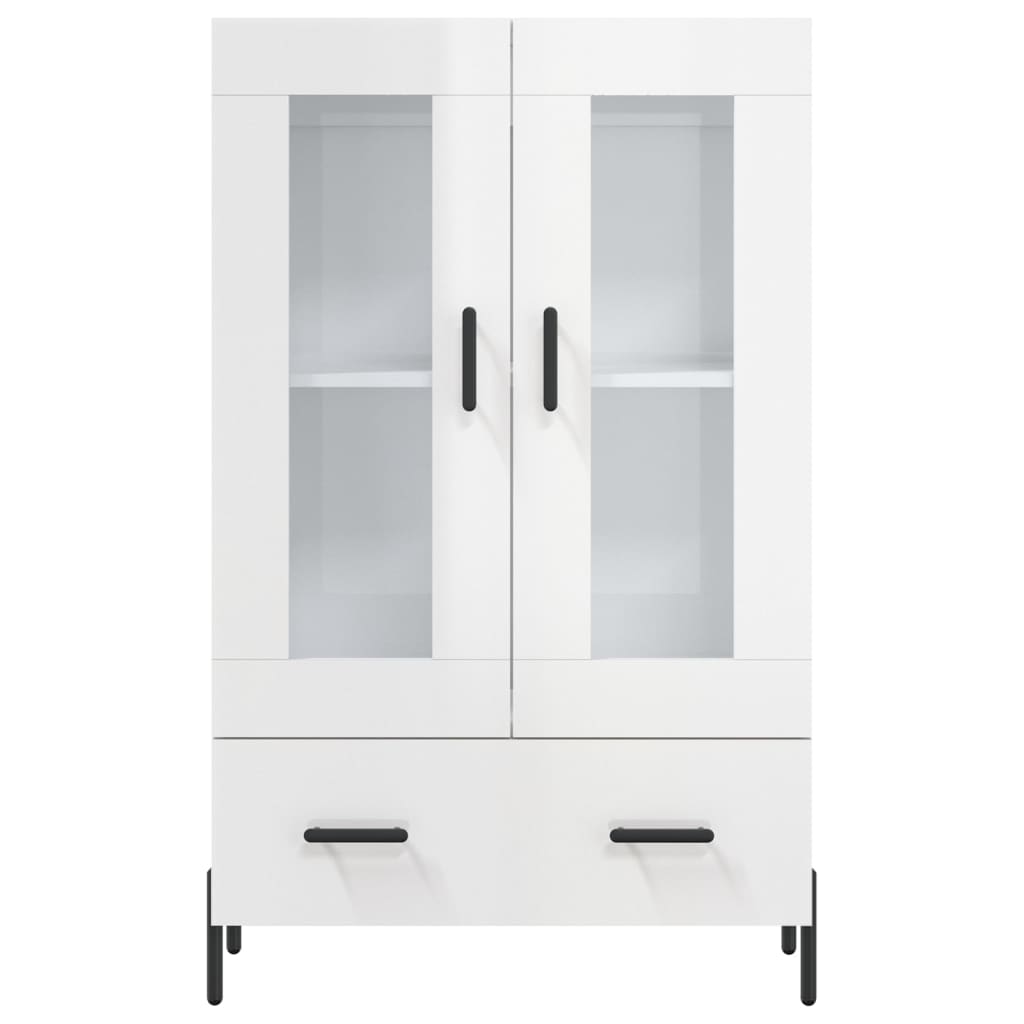 Shiny white high buffet 69.5x31x115 cm Engineering wood