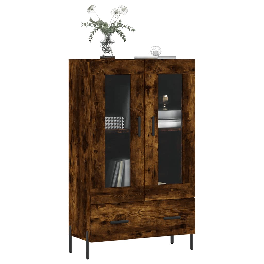 Buffet haut chêne fumé 69,5x31x115 cm bois d'ingénierie