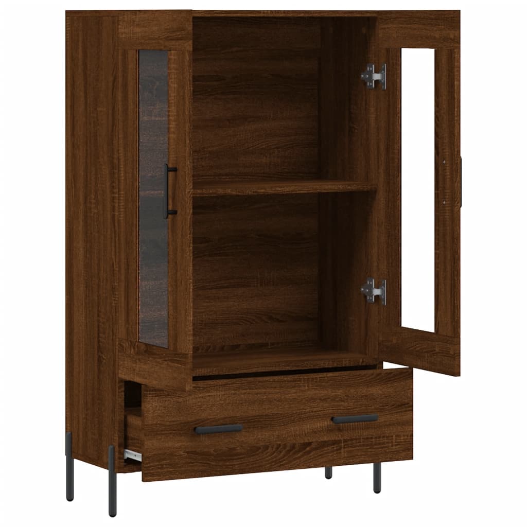 Buffet haut chêne marron 69,5x31x115 cm bois d'ingénierie