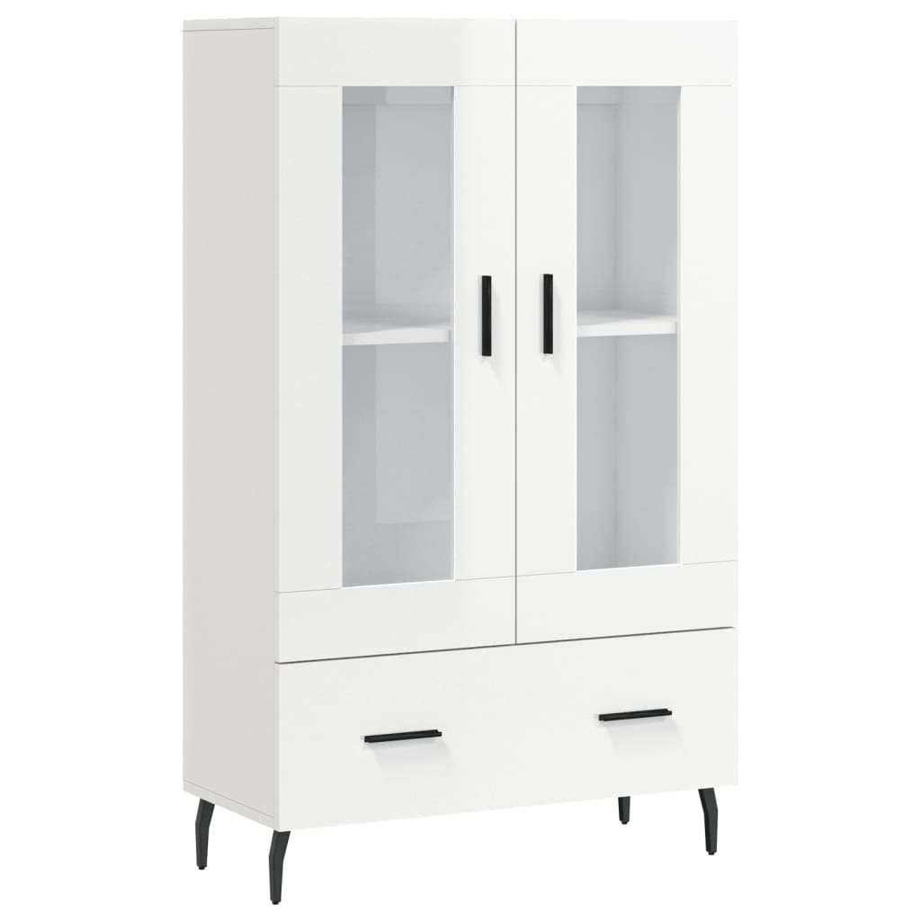 Buffet haut blanc brillant 69,5x31x115 cm bois d'ingénierie