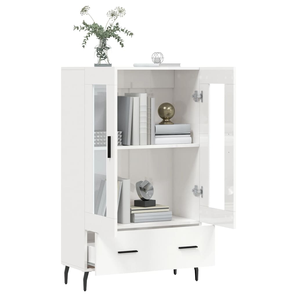 Shiny white high buffet 69.5x31x115 cm Engineering wood