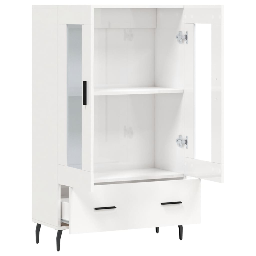 Buffet haut blanc brillant 69,5x31x115 cm bois d'ingénierie