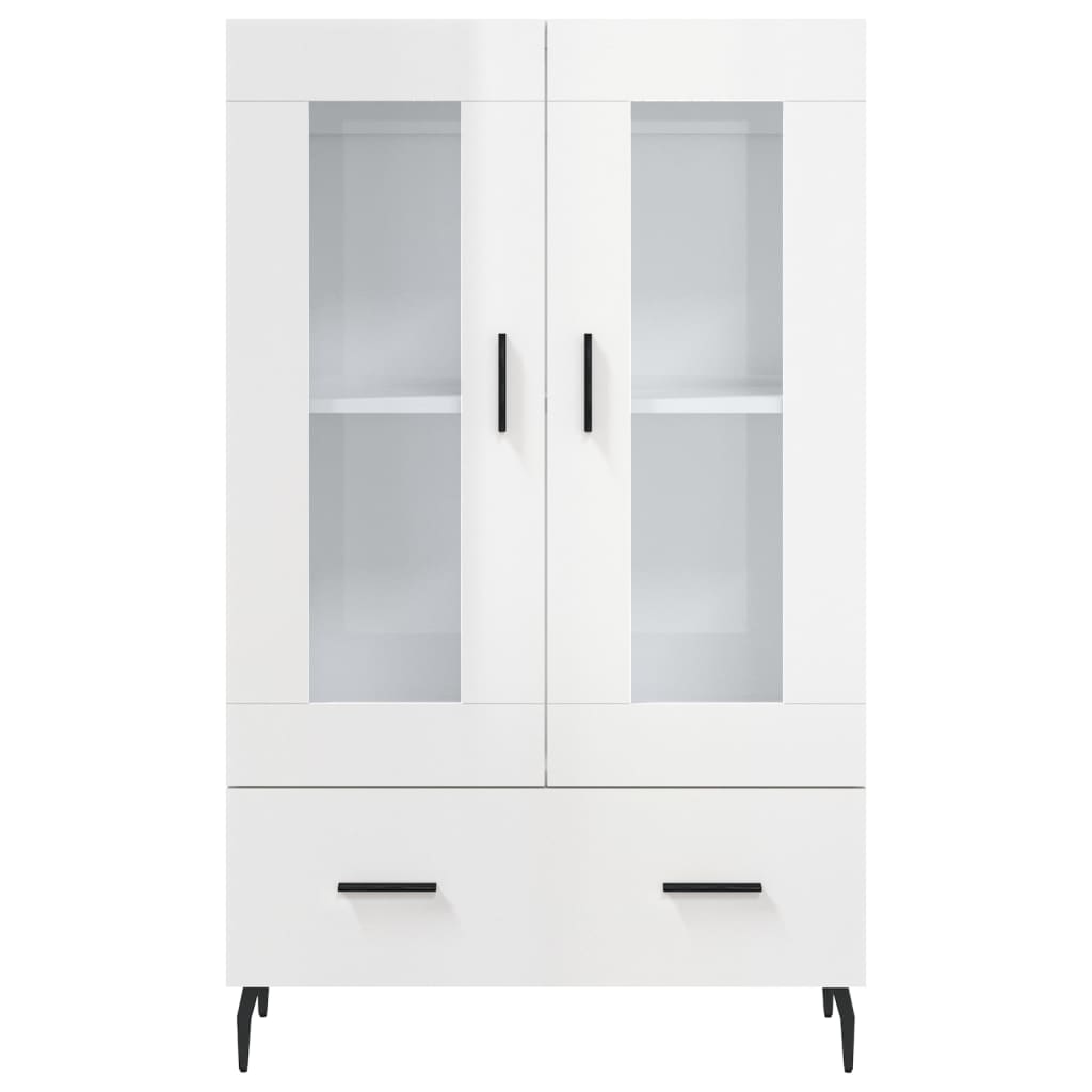 Buffet haut blanc brillant 69,5x31x115 cm bois d'ingénierie