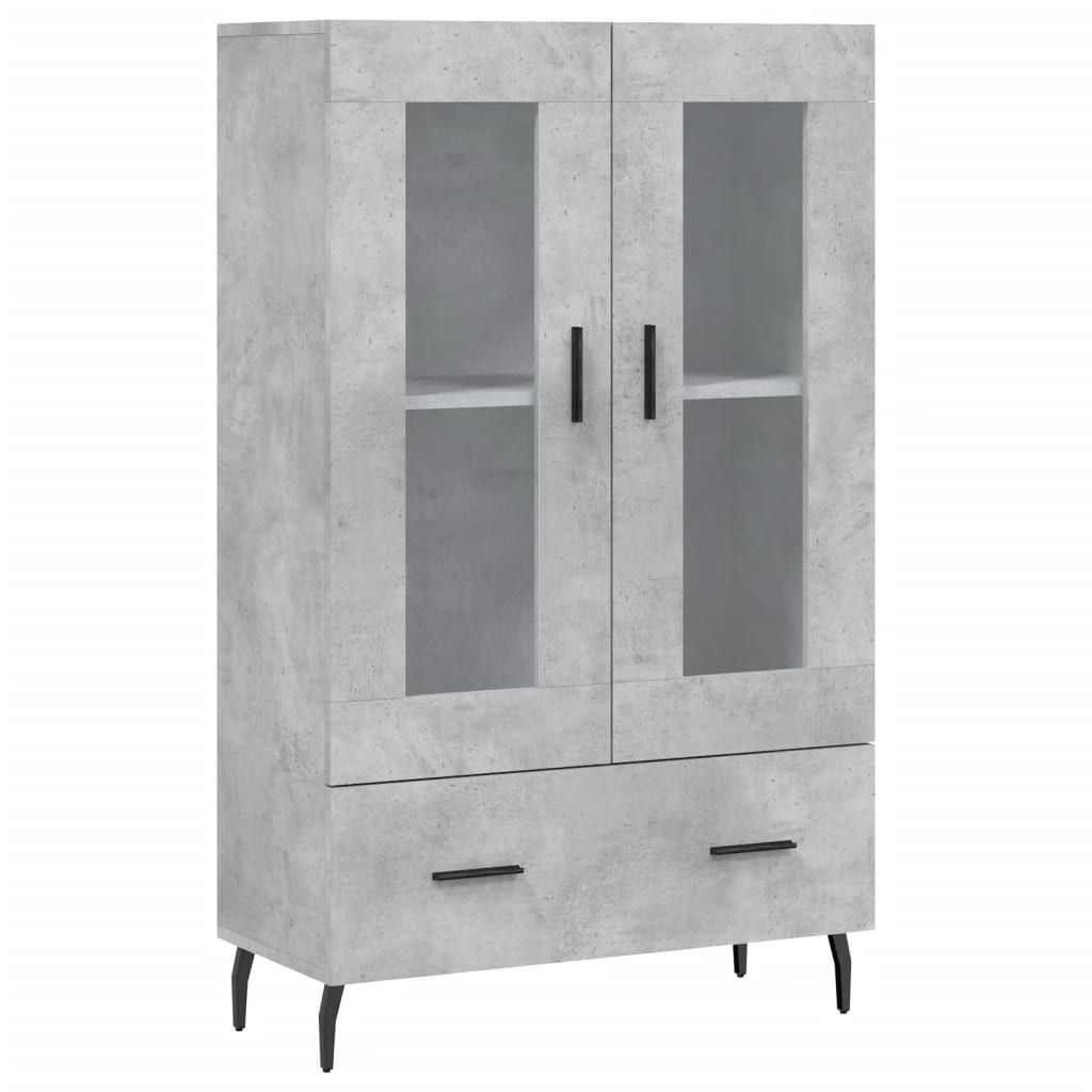 Credenza alta grigio cemento 69,5x31x115 cm in derivati ​​del legno