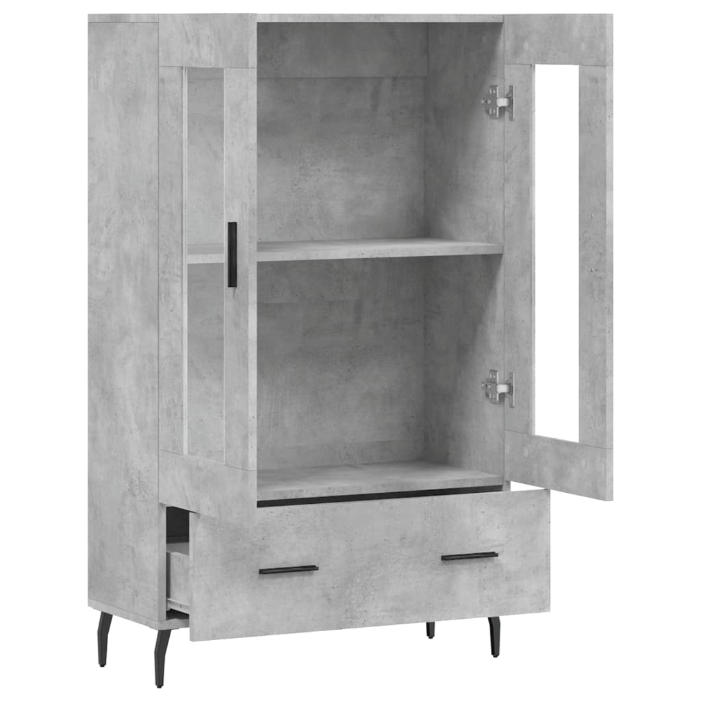 Credenza alta grigio cemento 69,5x31x115 cm in derivati ​​del legno