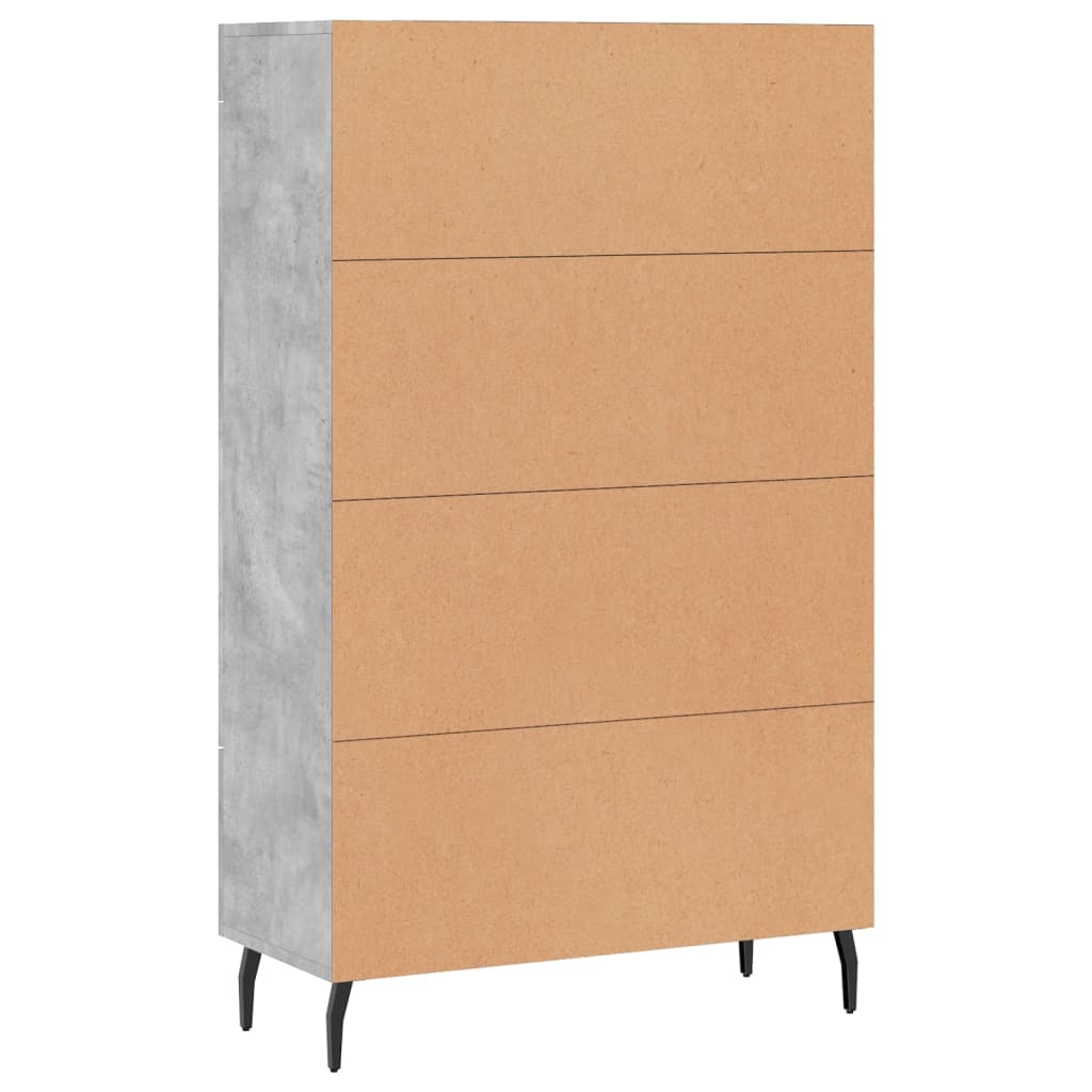 Credenza alta grigio cemento 69,5x31x115 cm in derivati ​​del legno