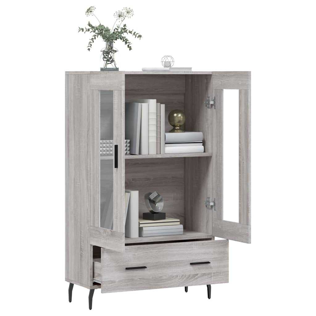 Credenza alta Sonoma grigia 69,5x31x115 cm in derivati ​​del legno