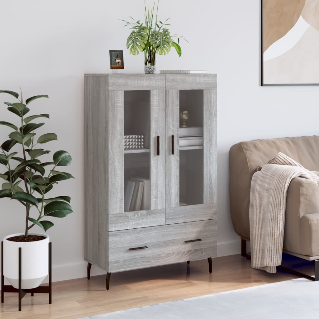 Buffet haut sonoma gris 69,5x31x115 cm bois d'ingénierie