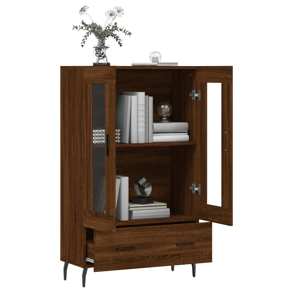 Buffet haut chêne marron 69,5x31x115 cm bois d'ingénierie