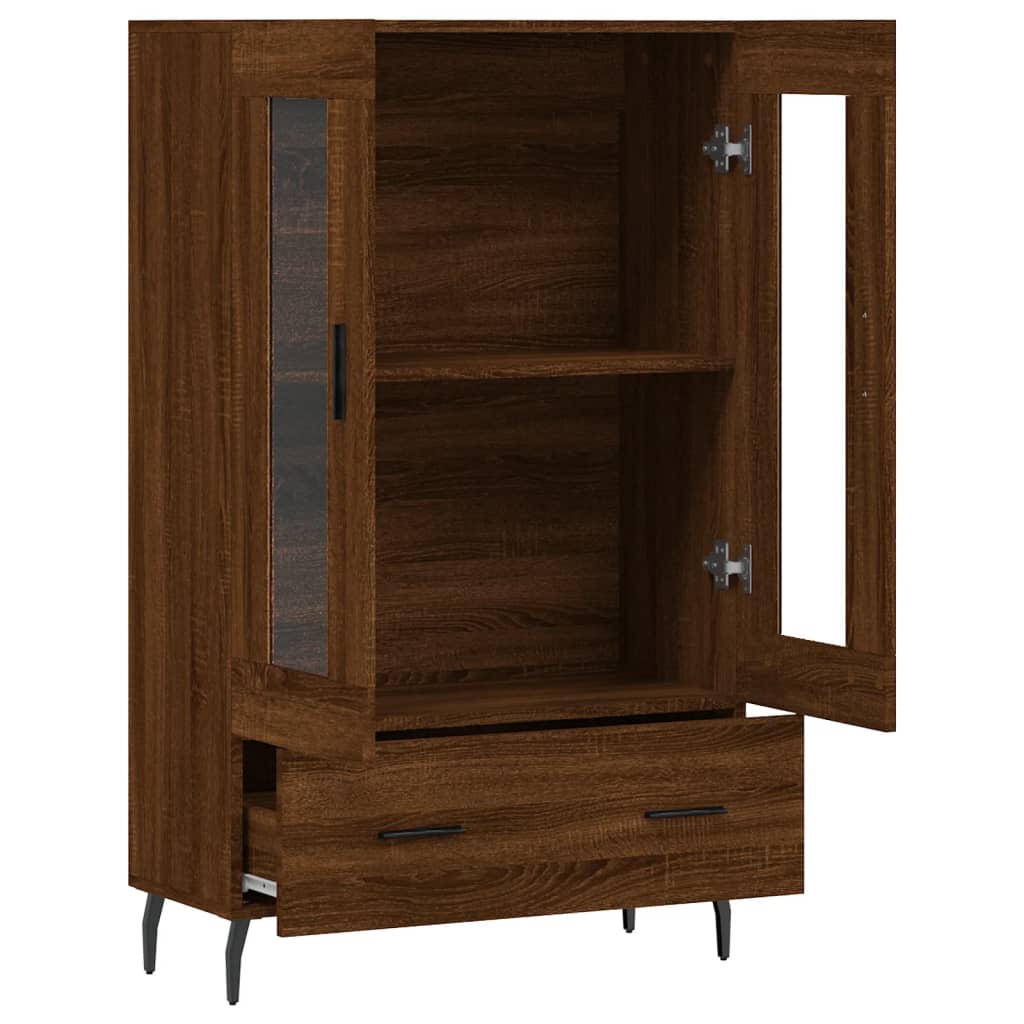 Buffet haut chêne marron 69,5x31x115 cm bois d'ingénierie