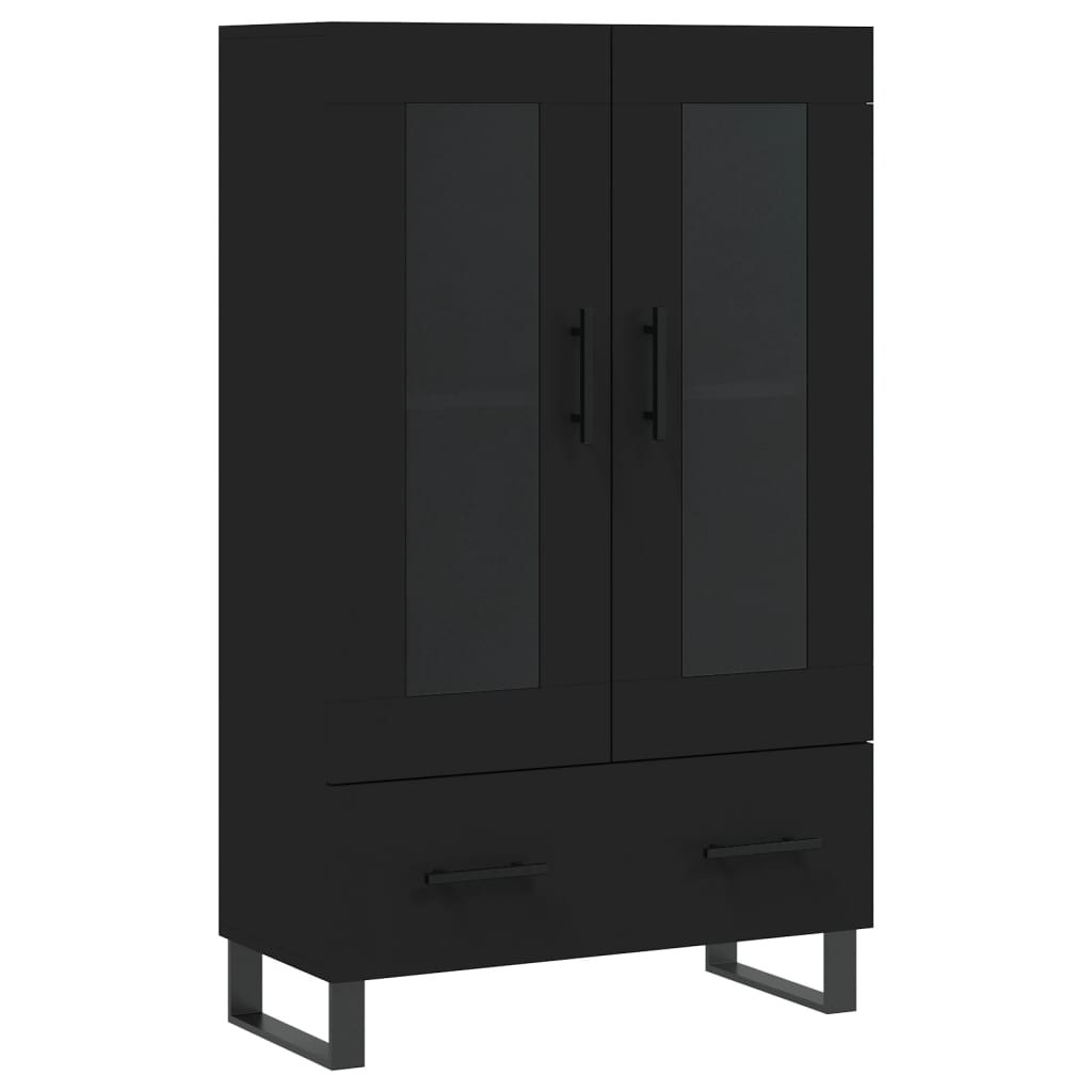 Credenza alta nera 69,5x31x115 cm in derivati ​​del legno