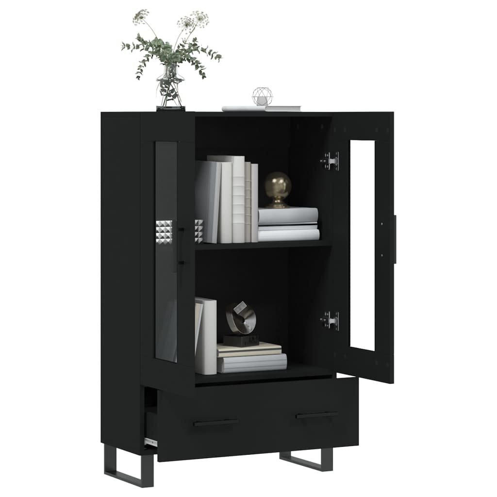 Black upper buffet 69.5x31x115 cm engineering wood