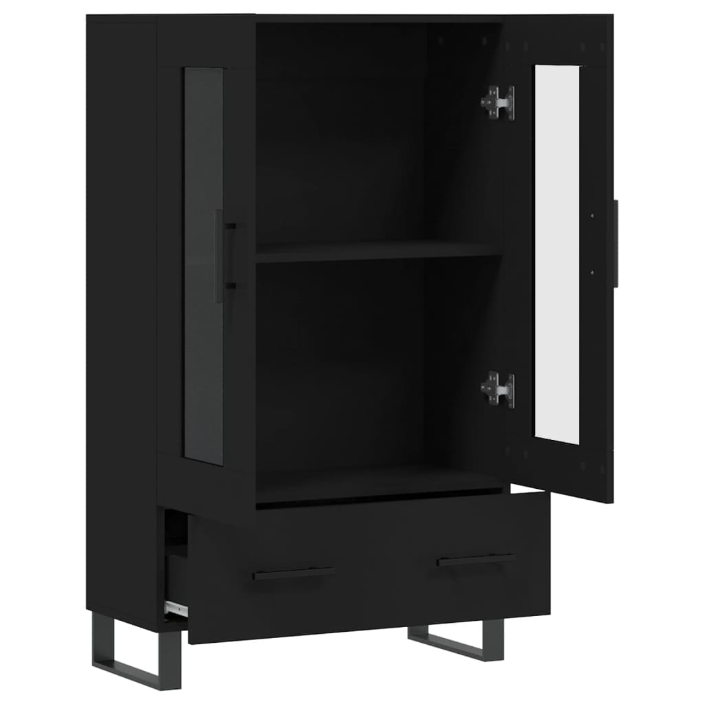 Black upper buffet 69.5x31x115 cm engineering wood