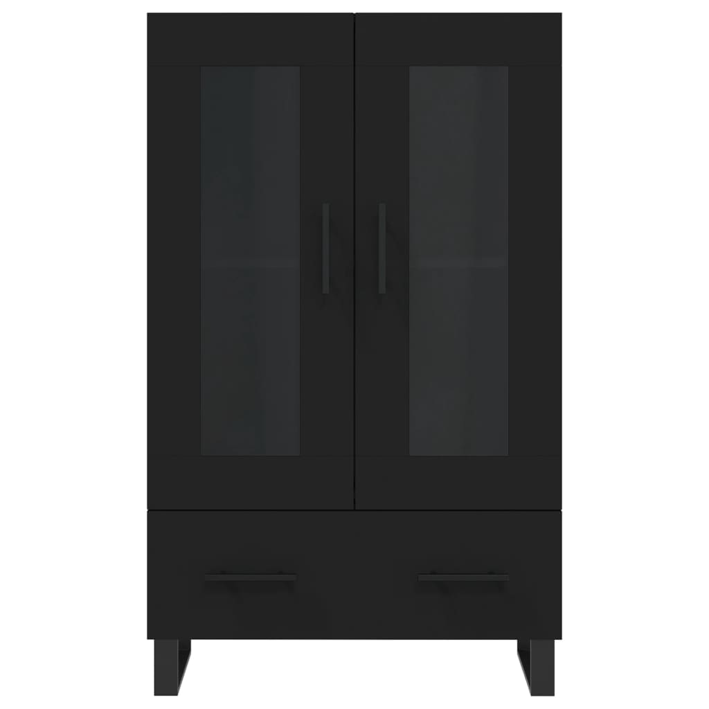 Credenza alta nera 69,5x31x115 cm in derivati ​​del legno