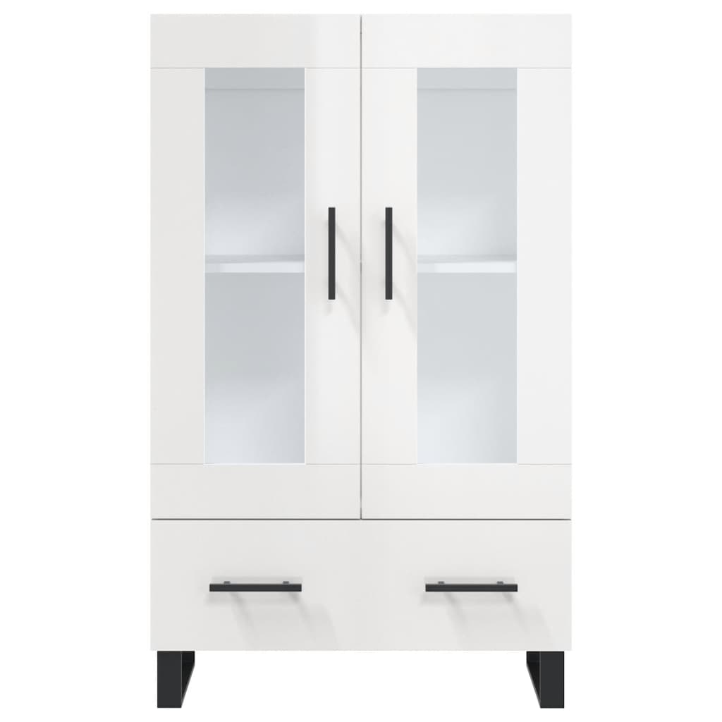 Buffet haut blanc brillant 69,5x31x115 cm bois d'ingénierie