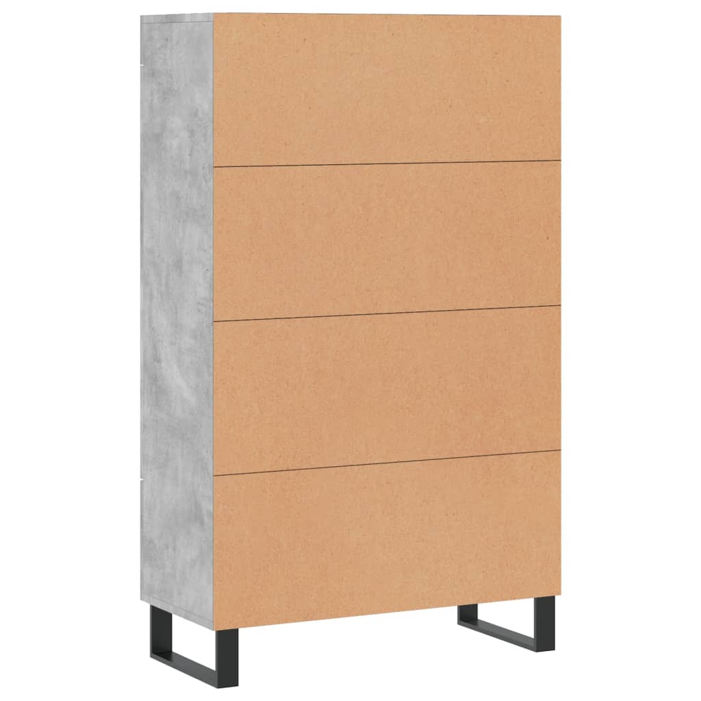 Credenza alta grigio cemento 69,5x31x115 cm in derivati ​​del legno