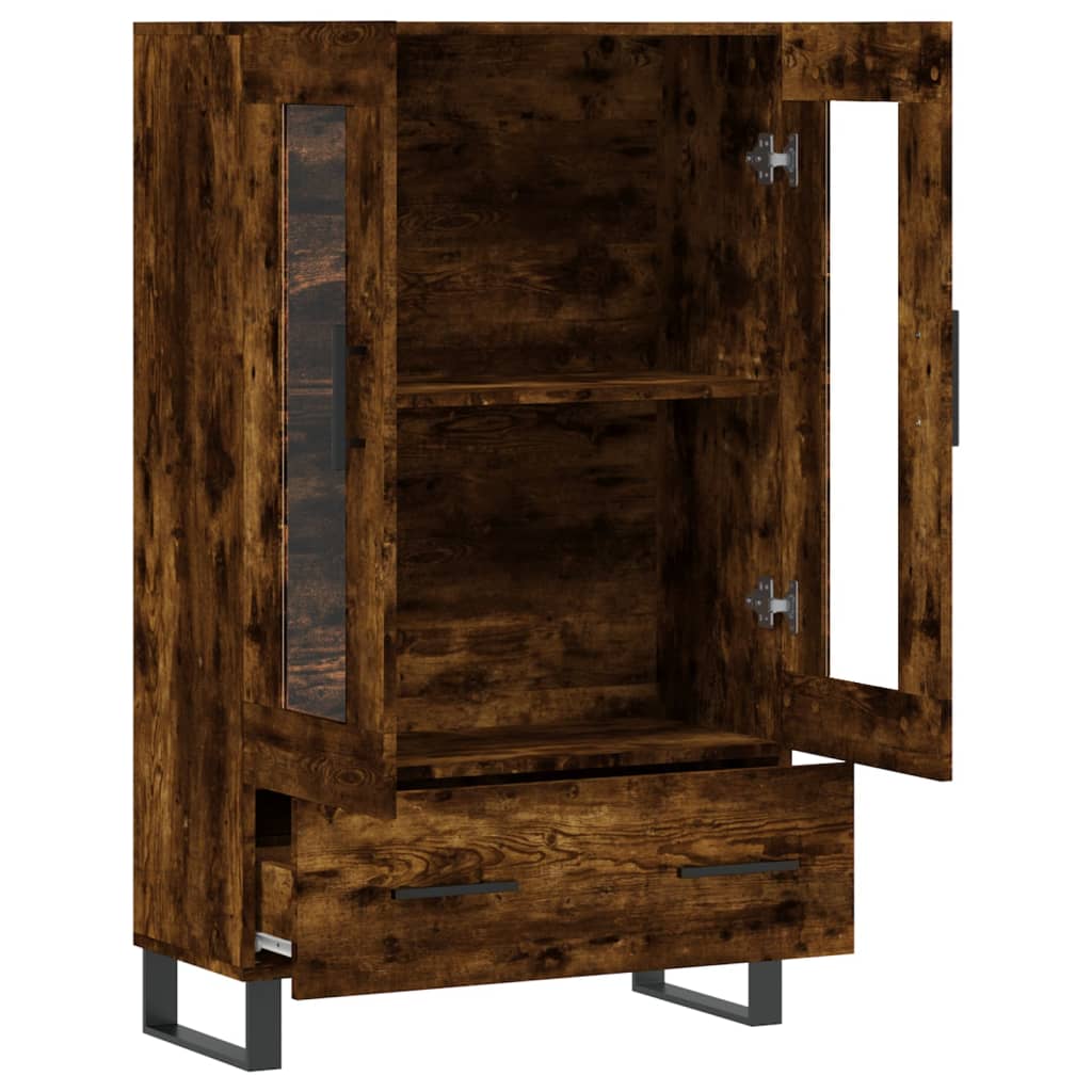 Buffet haut chêne fumé 69,5x31x115 cm bois d'ingénierie