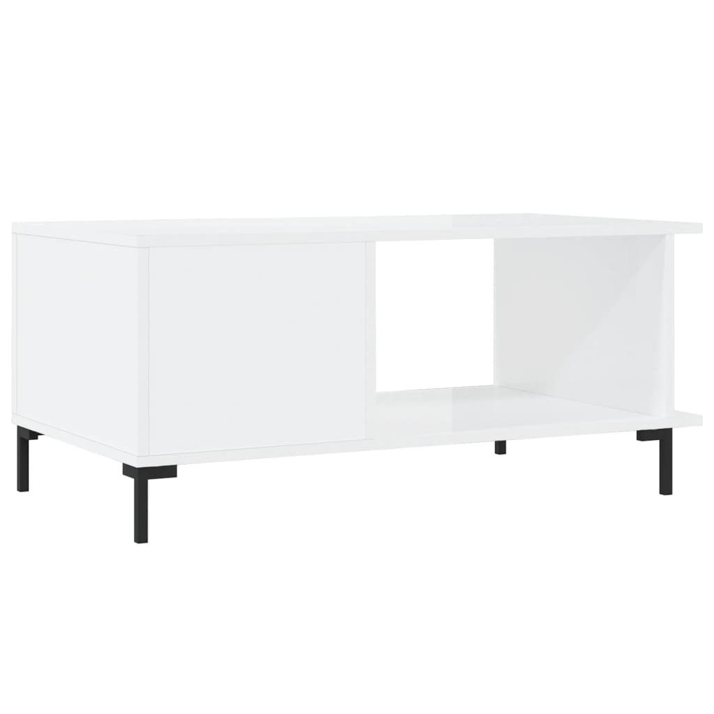 Tavolino Bianco lucido 90x50x40 cm MDF