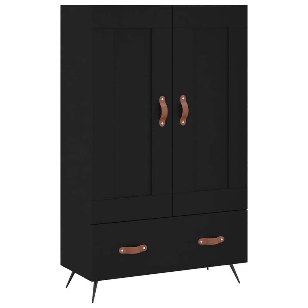 Credenza alta nera 69,5x31x115 cm in derivati ​​del legno