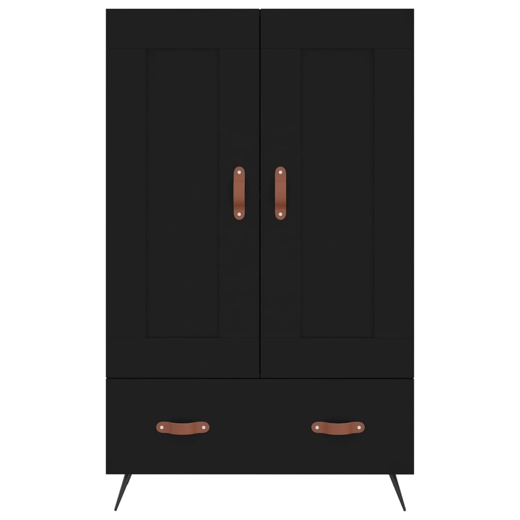 Buffet haut noir 69,5x31x115 cm bois d'ingénierie