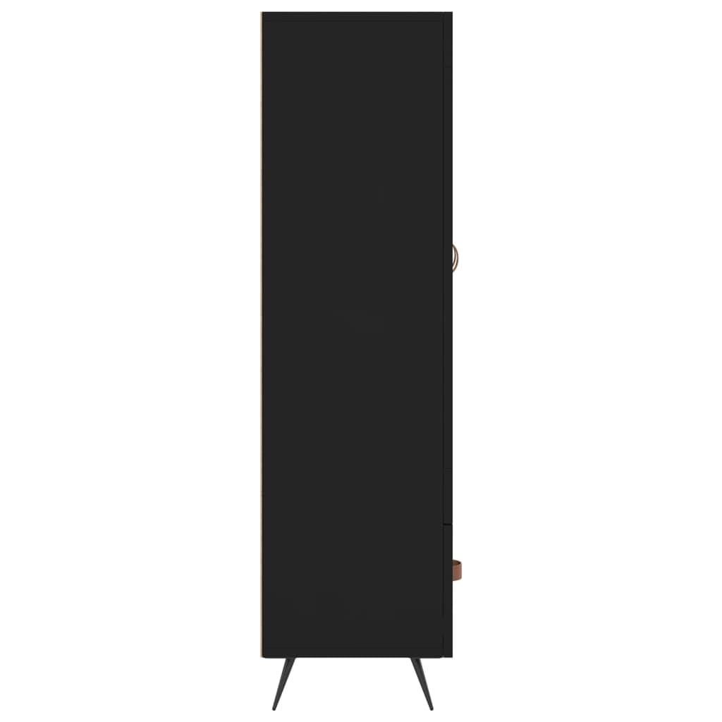 Credenza alta nera 69,5x31x115 cm in derivati ​​del legno