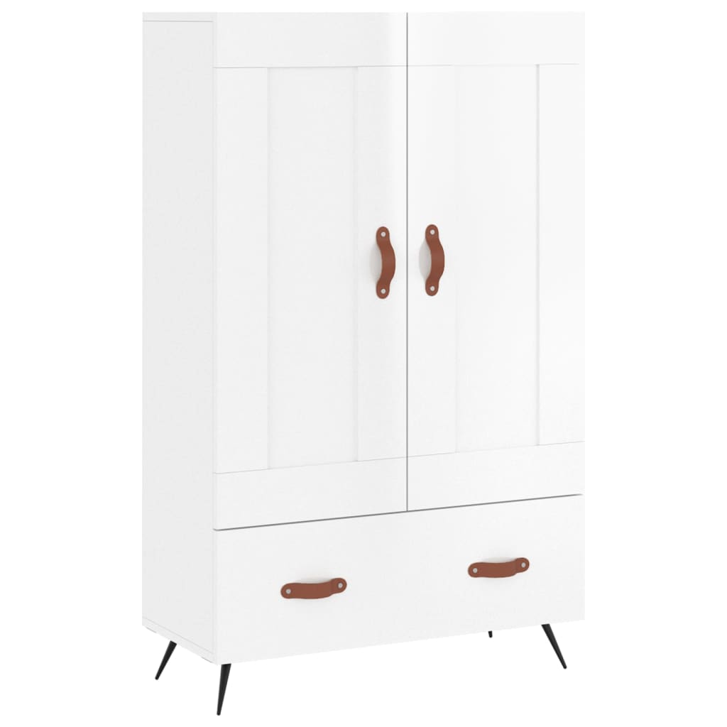 Shiny white high buffet 69.5x31x115 cm Engineering wood