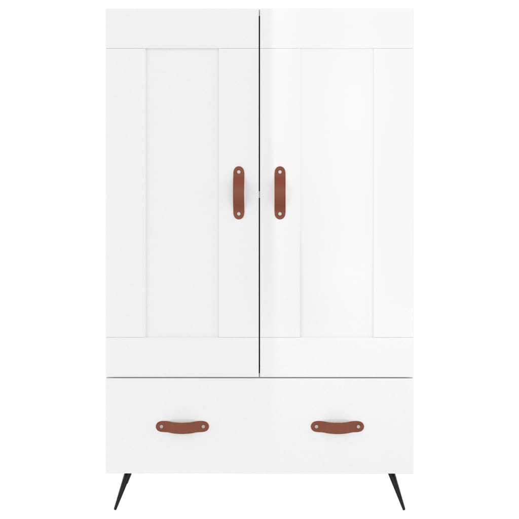 Shiny white high buffet 69.5x31x115 cm Engineering wood