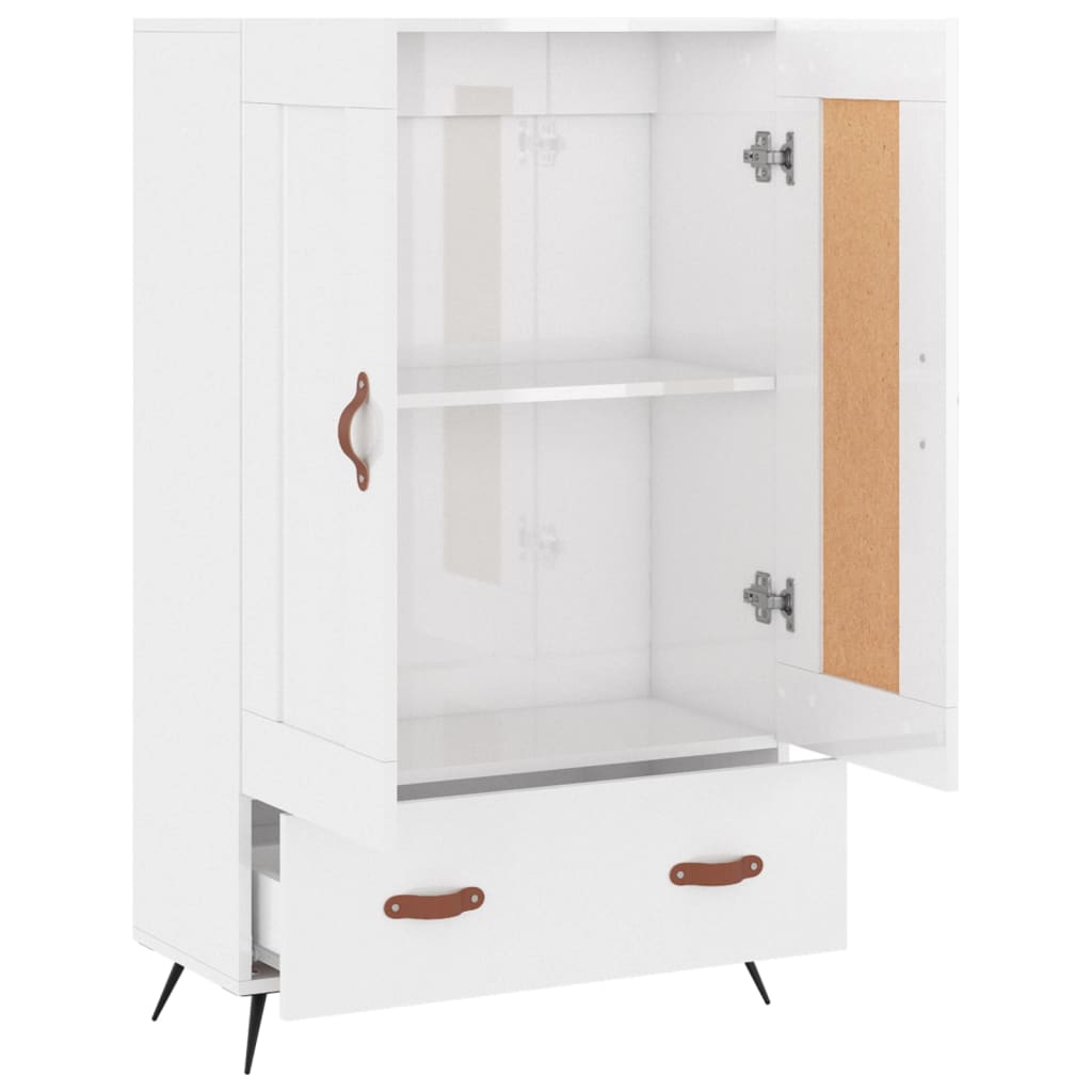 Shiny white high buffet 69.5x31x115 cm Engineering wood