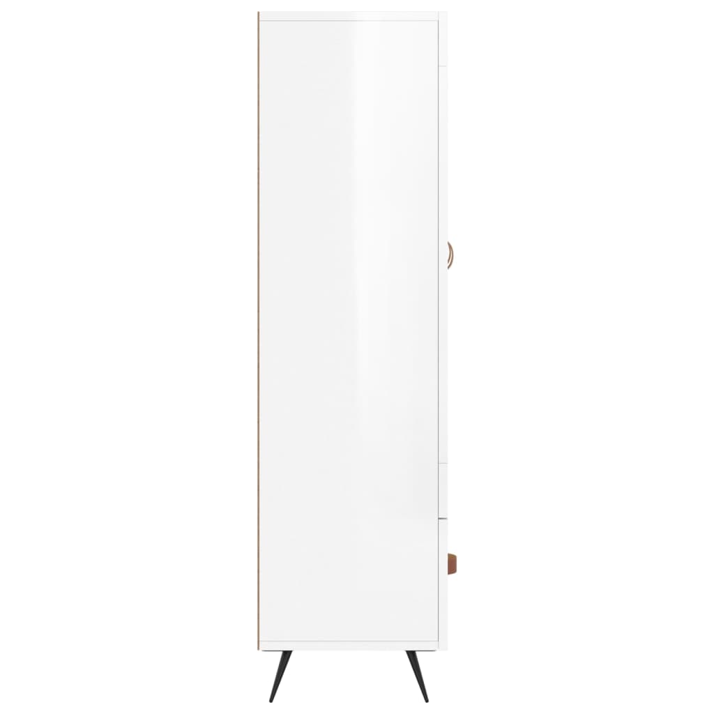 Buffet haut blanc brillant 69,5x31x115 cm bois d'ingénierie