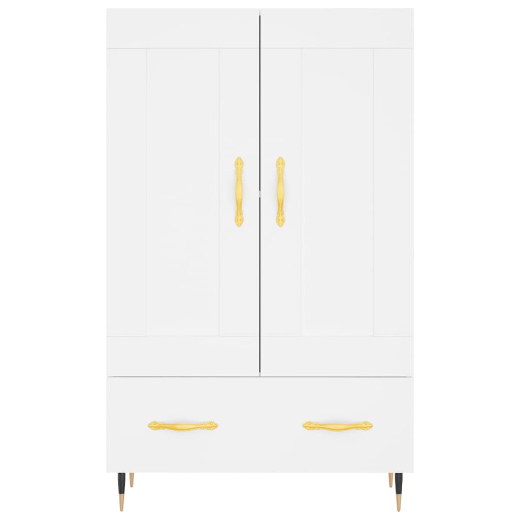 Credenza alta bianca 69,5x31x115 cm in derivati ​​del legno