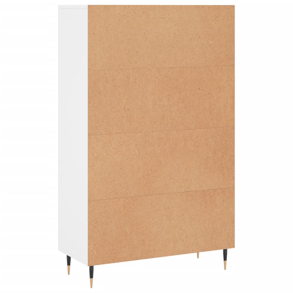 Credenza alta bianca 69,5x31x115 cm in derivati ​​del legno