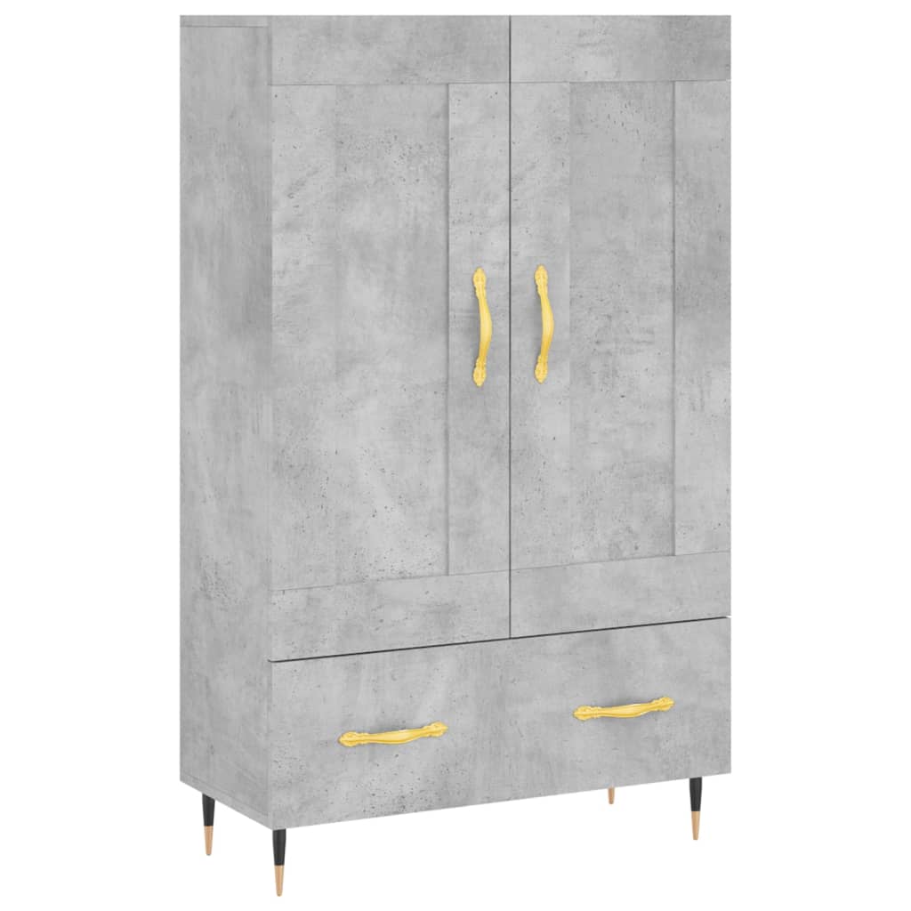 Credenza alta grigio cemento 69,5x31x115 cm in derivati ​​del legno