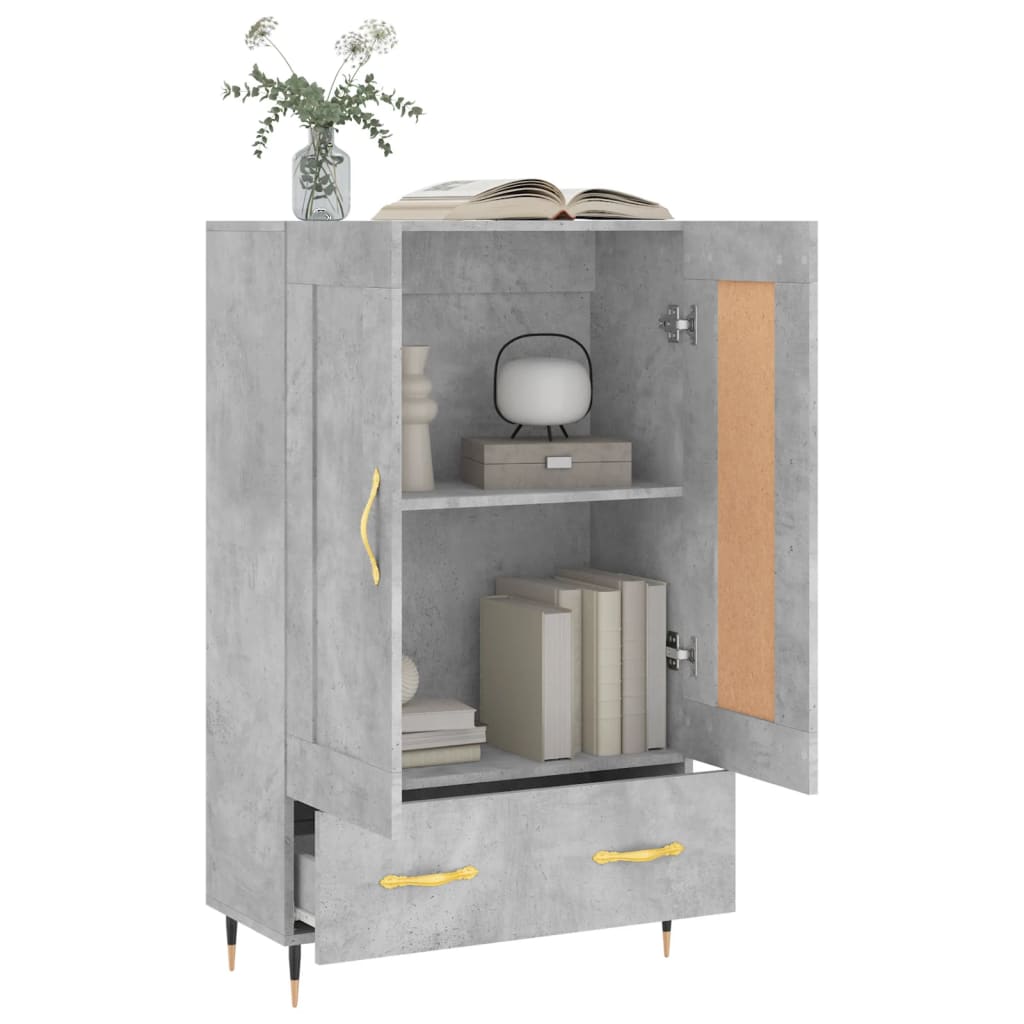 Buffet haut gris béton 69,5x31x115 cm bois d'ingénierie