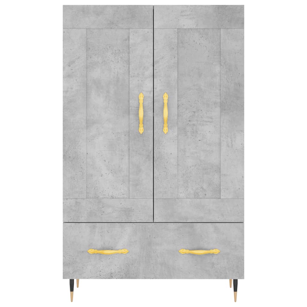 Credenza alta grigio cemento 69,5x31x115 cm in derivati ​​del legno