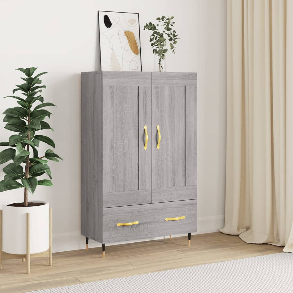 Credenza alta Sonoma grigia 69,5x31x115 cm in derivati ​​del legno