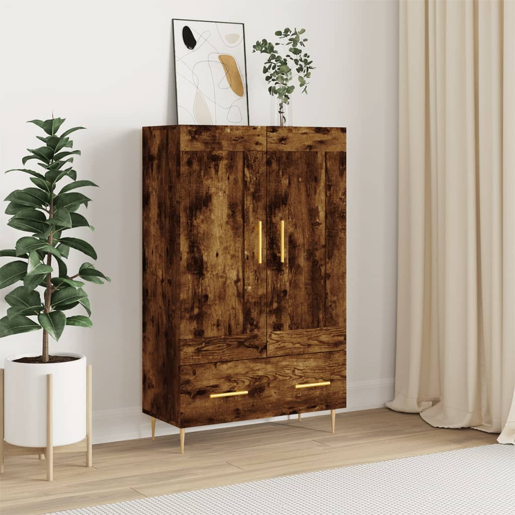 Credenza alta in rovere affumicato 69,5x31x115 cm in multistrato